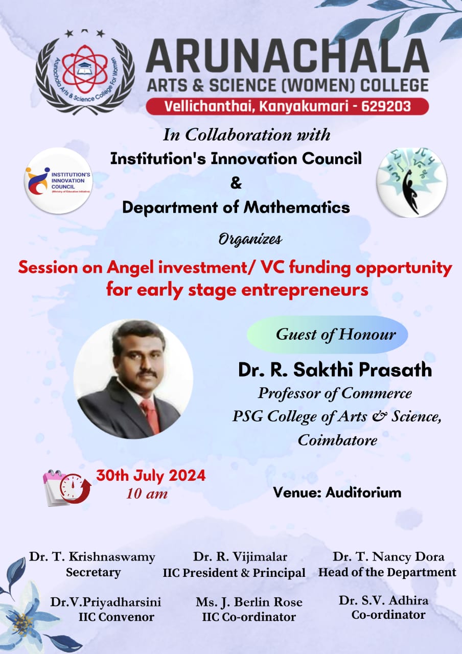 Department of Mathematics organizes a session on angel investment/VC funding opportunity for early stage entrepreneurs 