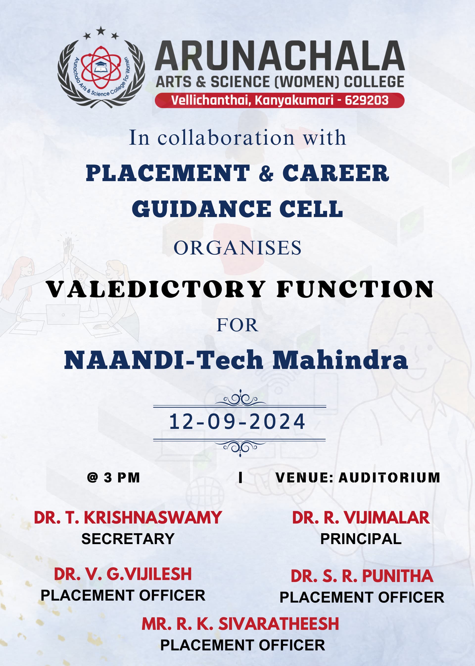 Our college in collaboration with Placement and career guidance cell organizes Valedictory Function for NAANDI-Tech Mahindra 