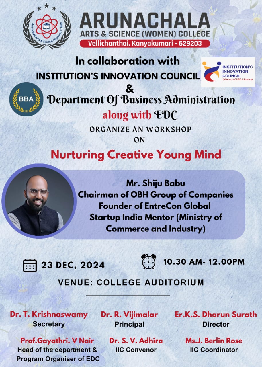 Department of Business Administration along with EDC Organized an workshop on 