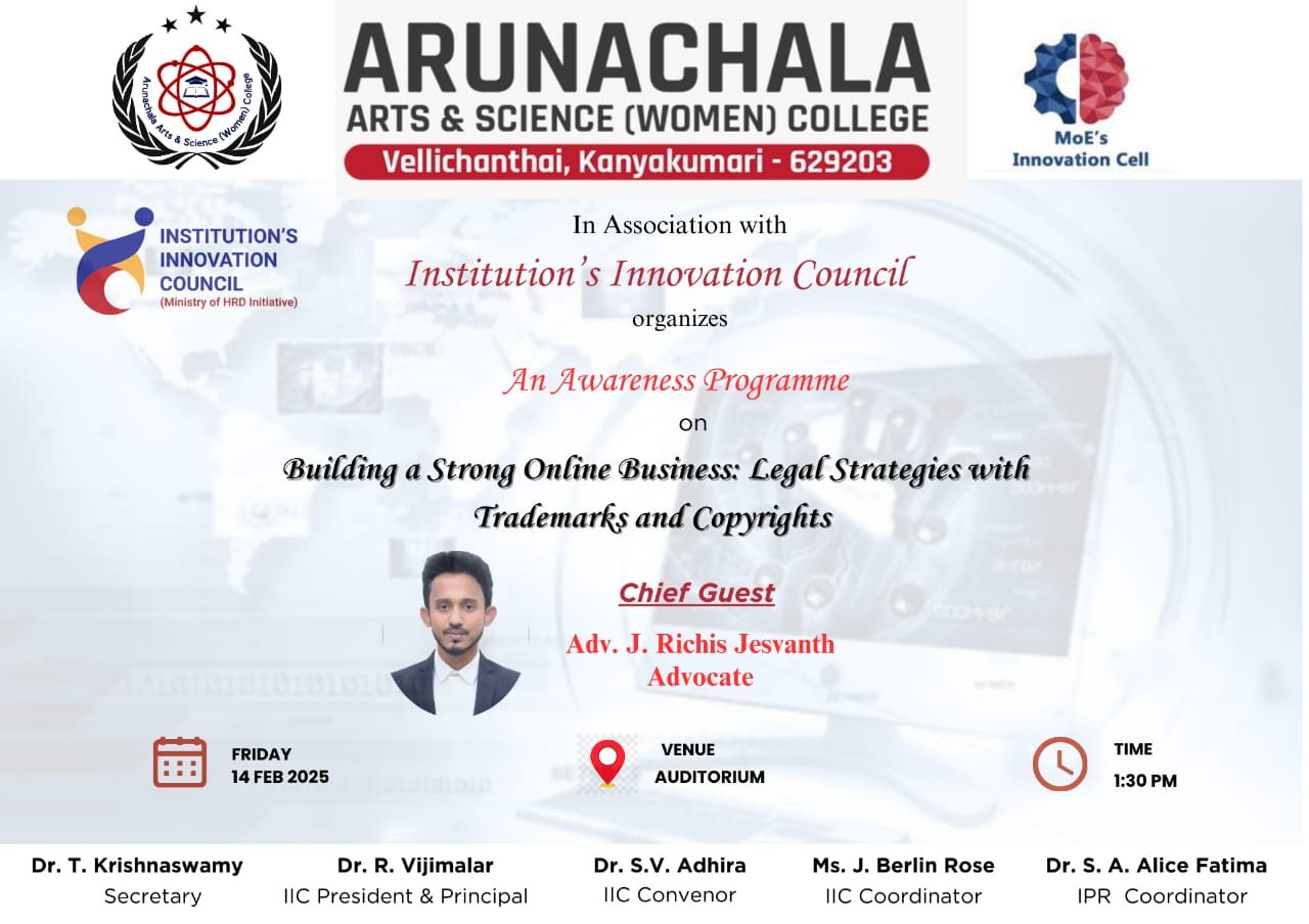 An Awareness Program on Building a Strong Online Business: Legal Strategies with Trademarks and Copyrights.